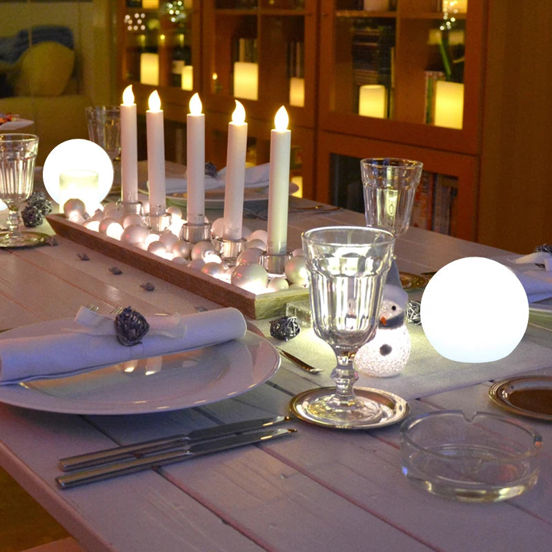 Remote Control Rechargeable Moon LED Ball Table Lamp Indoor Decorative Night Light Cordless RGB 16 Color Kitchen Home Decor