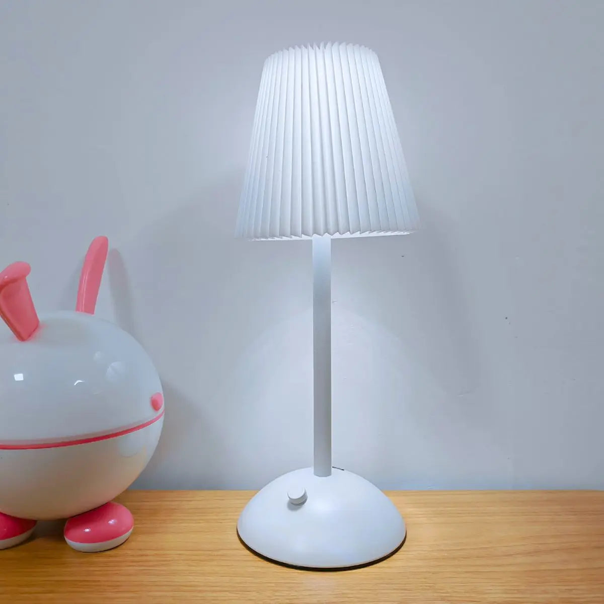 Minimally Pleated Decorative Desk Lamp with Touch Charging Three Color LED Lights for Bedroom and Living Room Decoration